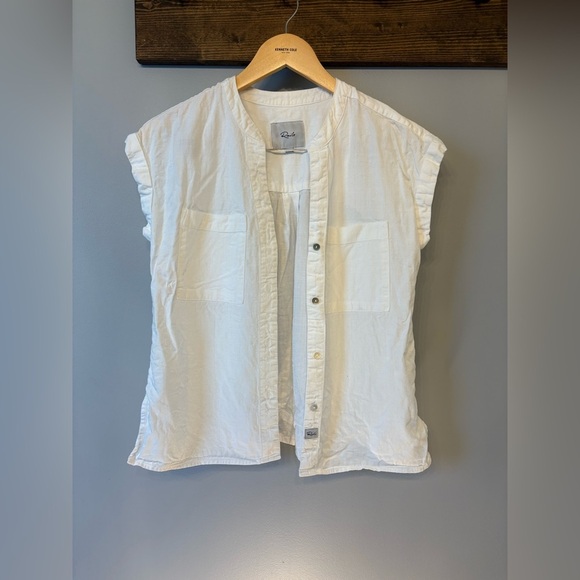 Rails White Casual Button-Up Top with cap sleeves size XS - Picture 4 of 11